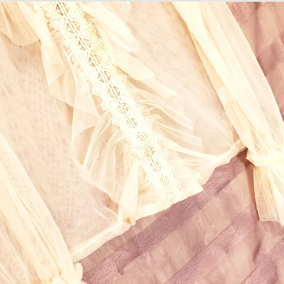 NEW: SHEER MOCK NECK RUFFLED BLOUSE - Picture 6 of 16